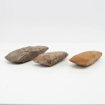 Three flint axes, Neolithic period.