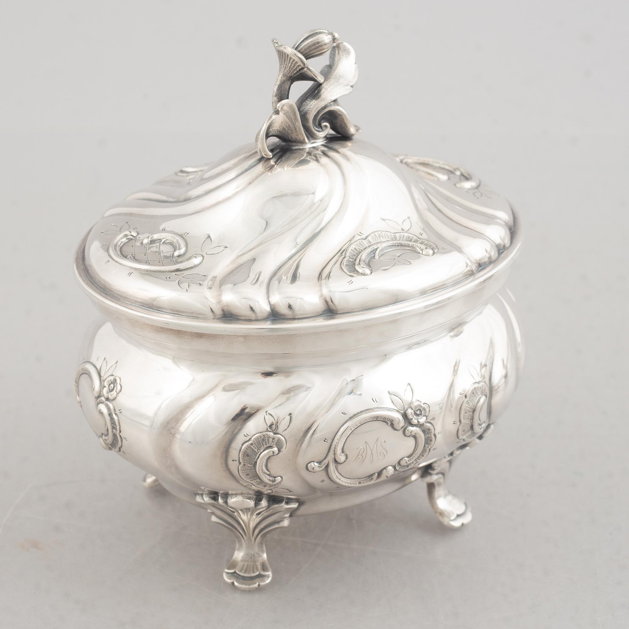 A Three Piece Silver Coffee Service, including mark of CG Hallberg, Stockholm 1961.