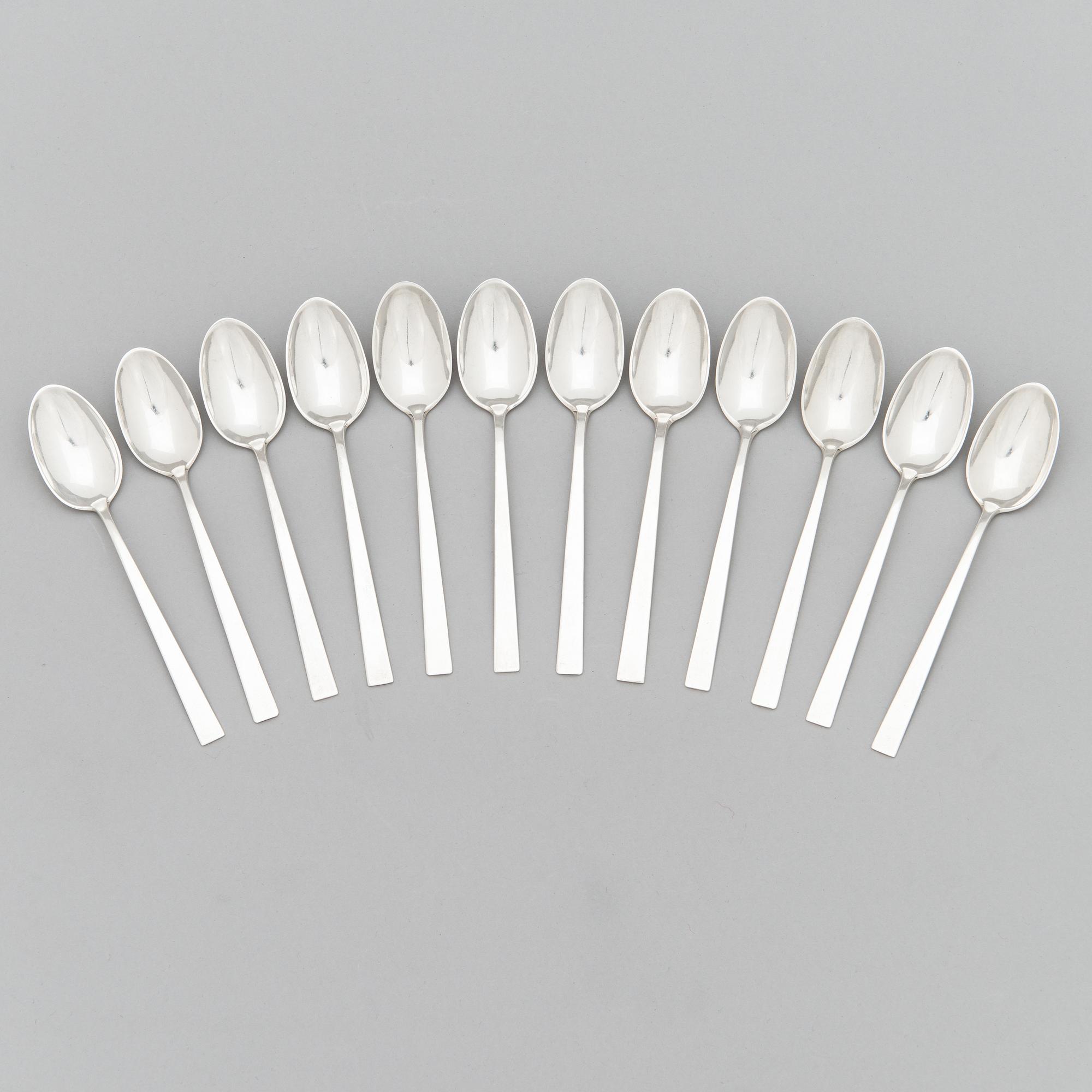 Bertel Gardberg, A 96-piece set of "Birgitta" silver cutlery, marked BG, Hopeatehdas oy, Helsinki 1956-64.