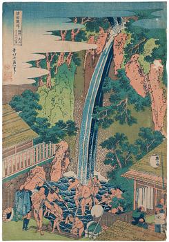 934. Katsushika Hokusai, A Japanese colour woodblock print by Katsushika Hokusai (1760-1849), 'Rōben Waterfall at Ōyama in Sagami Province'.