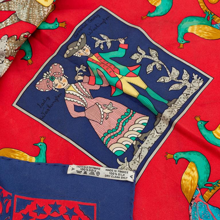 Hermès, an 'Early America' silk scarf.