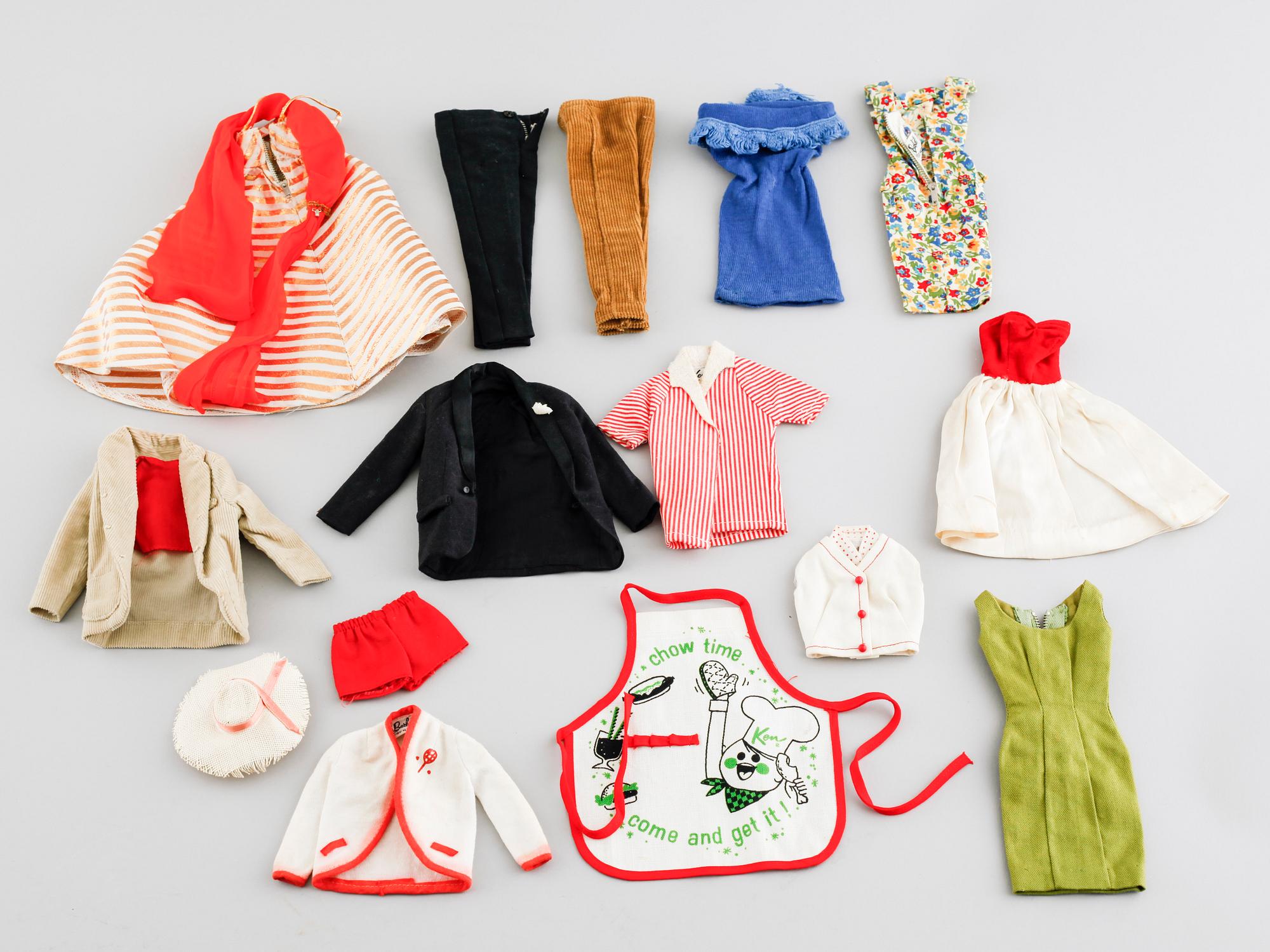 Three 1960s Barbie dolls with accessories, Mattel.