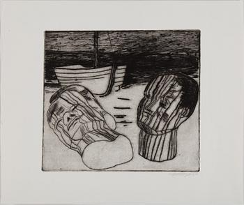 HANS WIGERT, 4 etsningar och 1 färglitografi, signerade.