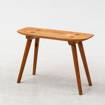 A stained pine stool, mid 20th Century.