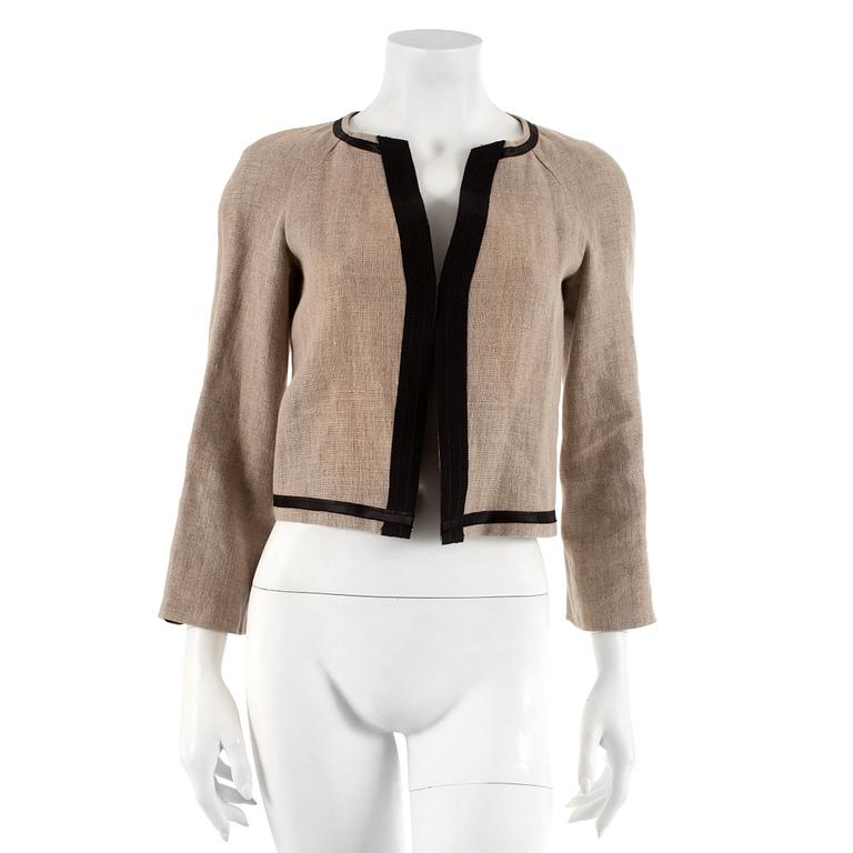 DOLCE & GABBANA, a beige and black cotton jacket. Italien size 38.