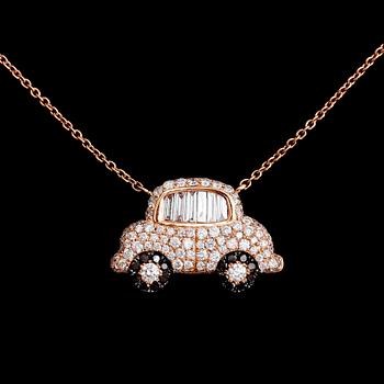 COLLIER, 18 k rödguld, briljant- och baguettslipade diamanter tot 0.84 ct.