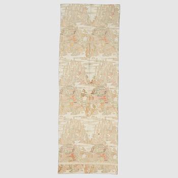Two rank badges, two embroideries, and a brocade, China, part Qing dynasty.