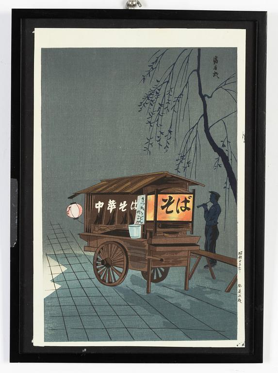 Tomikichirō Tokuriki, two woodblock print in colours.