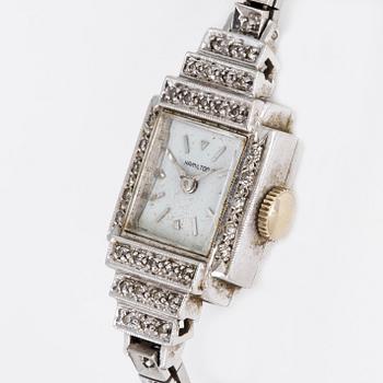 A Hamilton ladies watch 14K white gold and diamond.