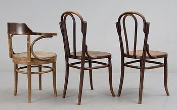 STOLAR, 2 st samt KARMSTOL, wienertyp, 1900-talets första hälft.