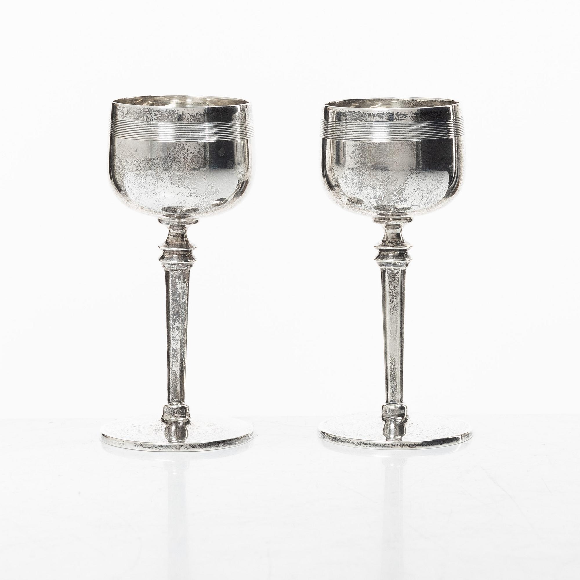 Supkoppar, 6 st, silver, Mappin & Webb, Birmingham, England, 1913-15.