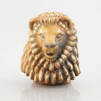 Gunnar Nylund, a lion's head stoneware figurine, Rörstrand, Sweden.