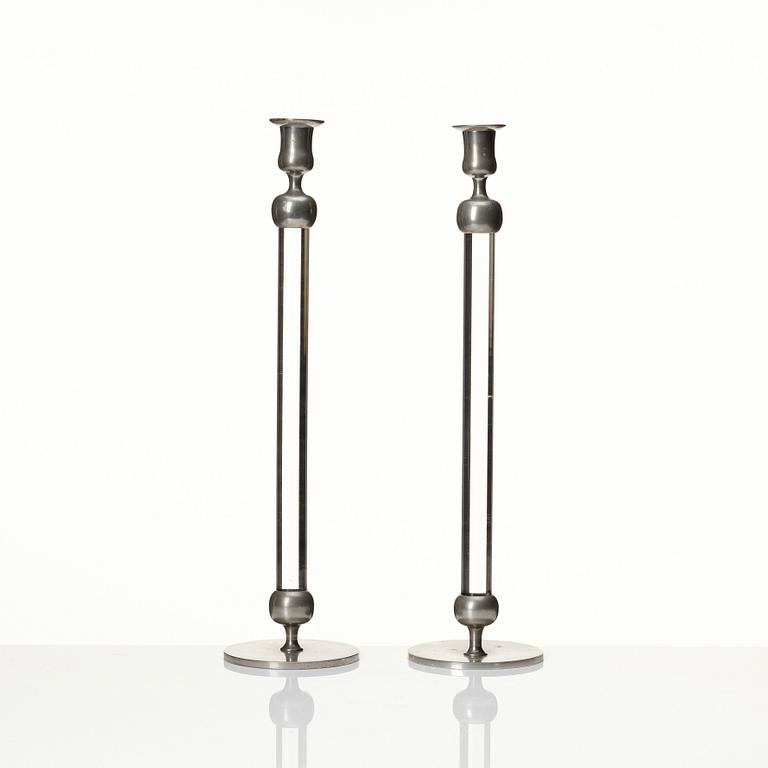 Josef Frank, a pair of pewter and plexi-glass candlesticks, Svenskt Tenn, Stockholm 1952 och 1956.