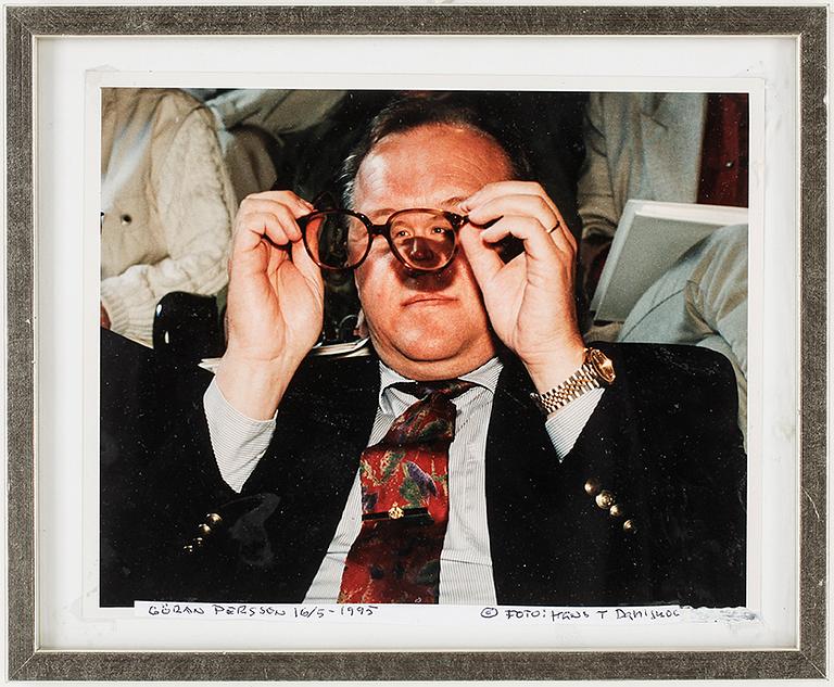 HANS T DAHLSKOG, fotografi, "Göran Persson" signerat och daterat 1995.