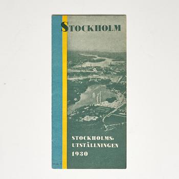 Stockholm Exhibition 1930, catalogue, brochures and souvenirs, six pieces.