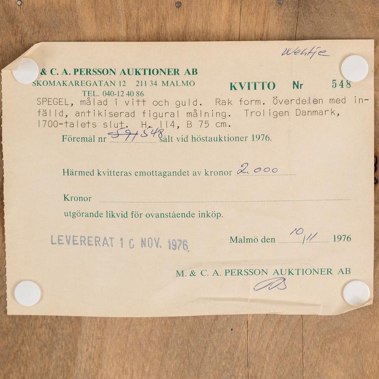 SPEGEL, omkring 1900 med oljemålning 17/1800-tal.