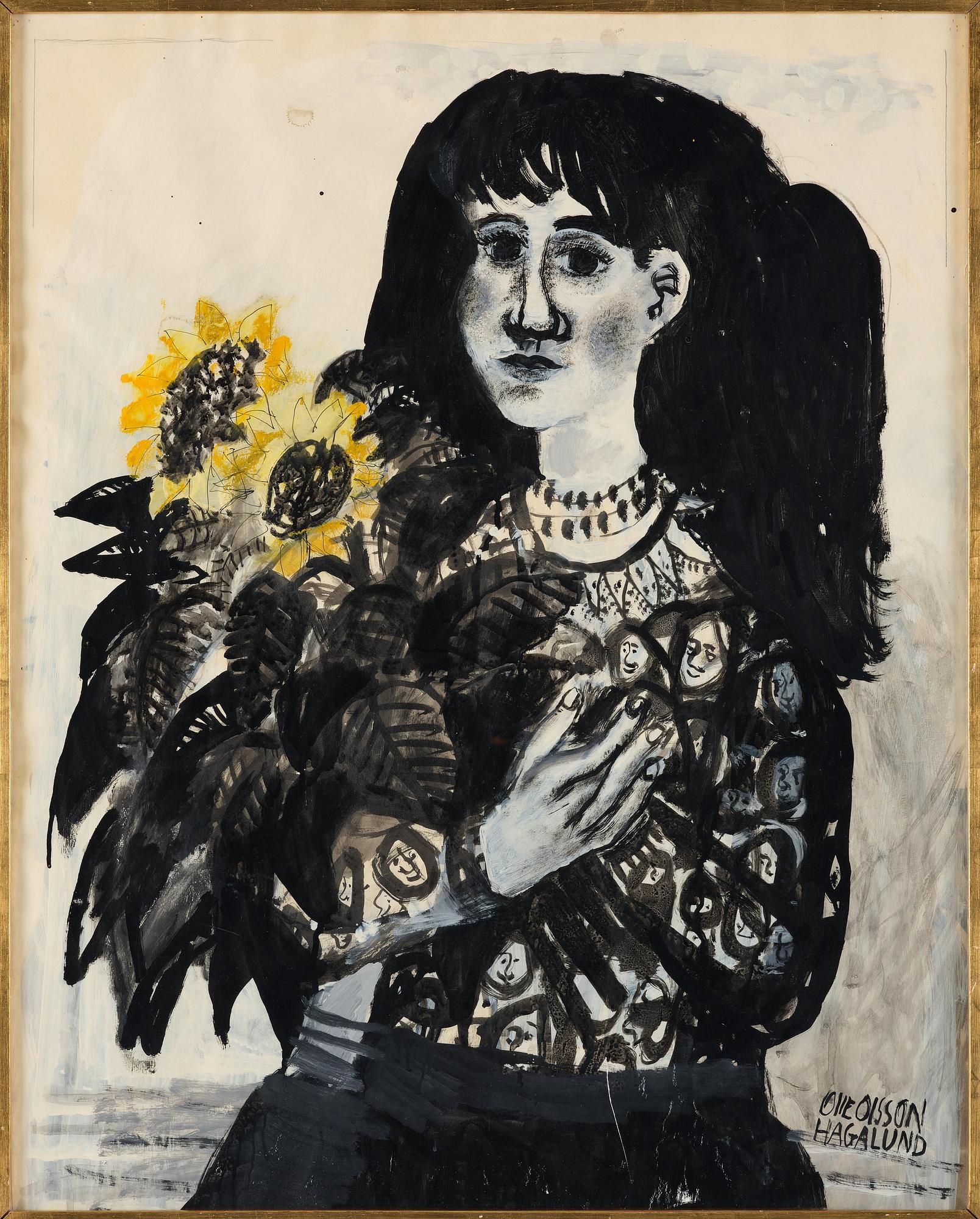 Olle Olsson-Hagalund, "Flicka med solrosor (the artist's daughter Lena).