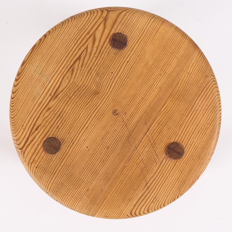Axel Einar Hjorth, a stained pine "Skoga" stool, Nordiska Kompaniet, Sweden, 1930s.