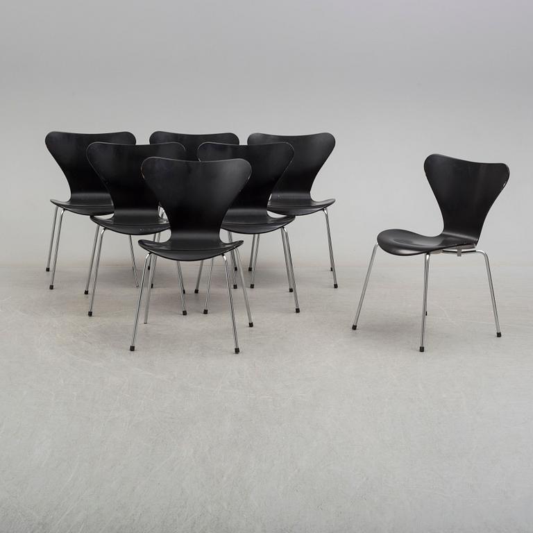 ARNE JACOBSEN, stolar, 7 st, "Sjuan", Fritz Hansen,