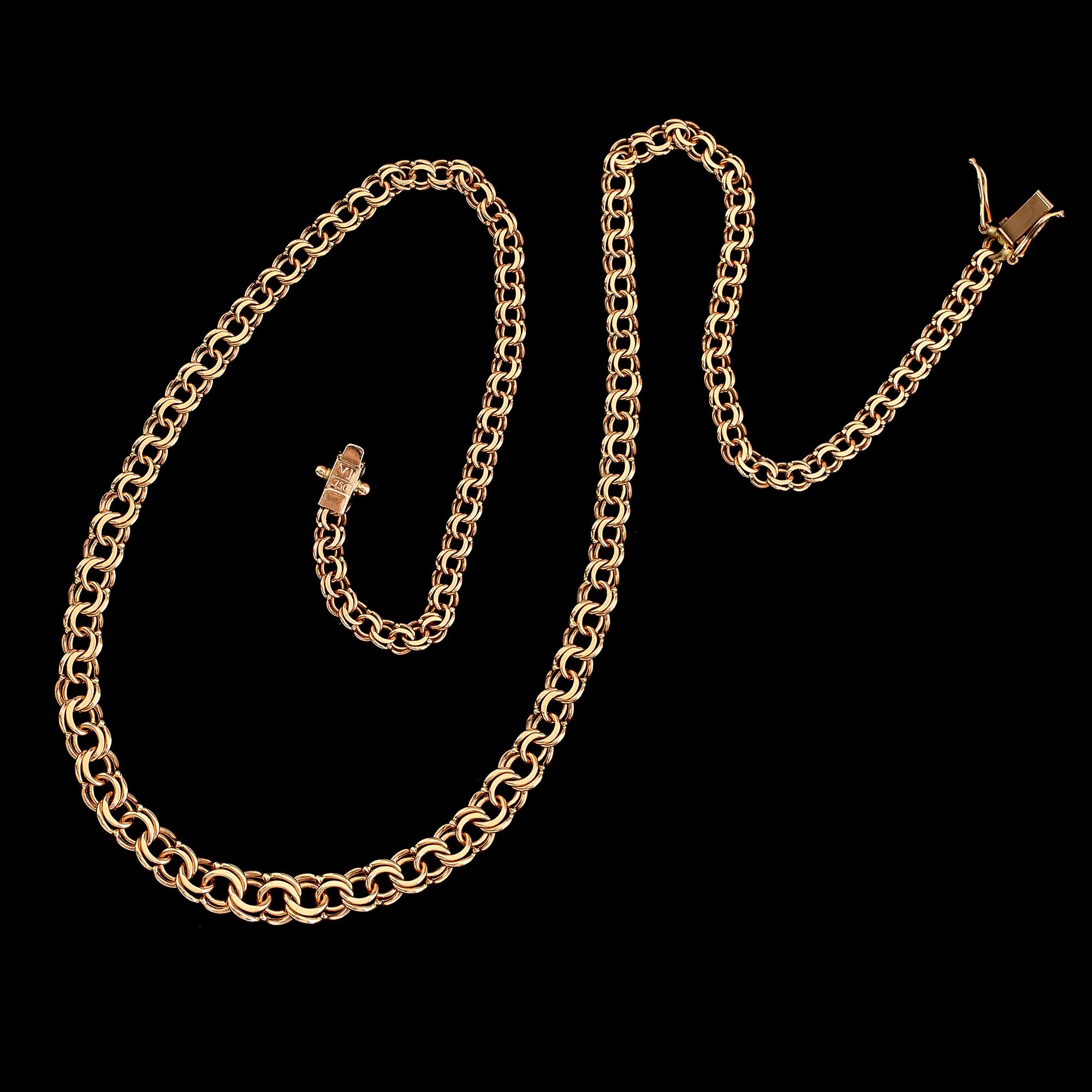 HALSKEDJA, 18 k guld, bismarcklänk. Vikt ca 15 gram.