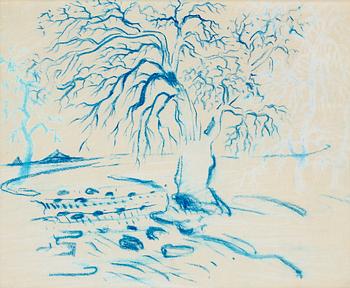 78. Carl Fredrik Hill, Träd vid vattendrag.