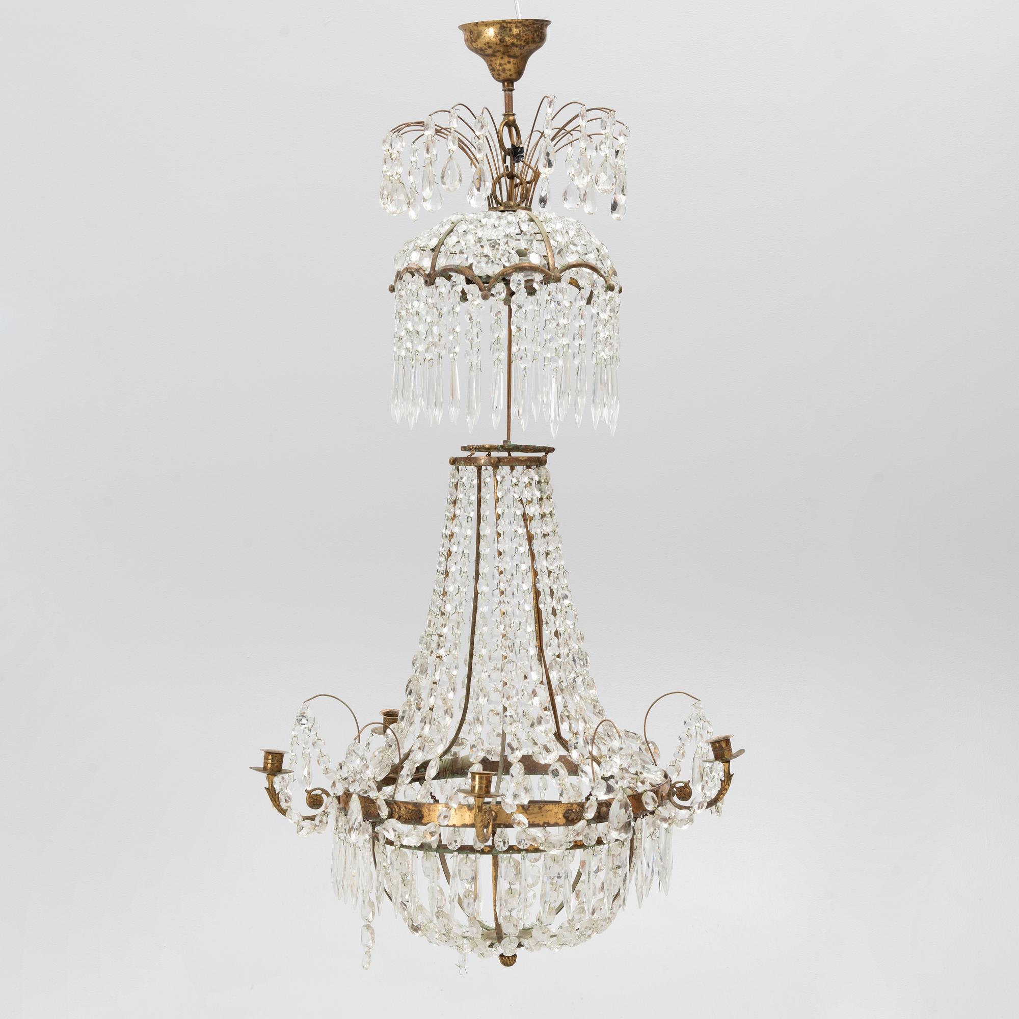 A Gustavian style chandelier, around 1900.