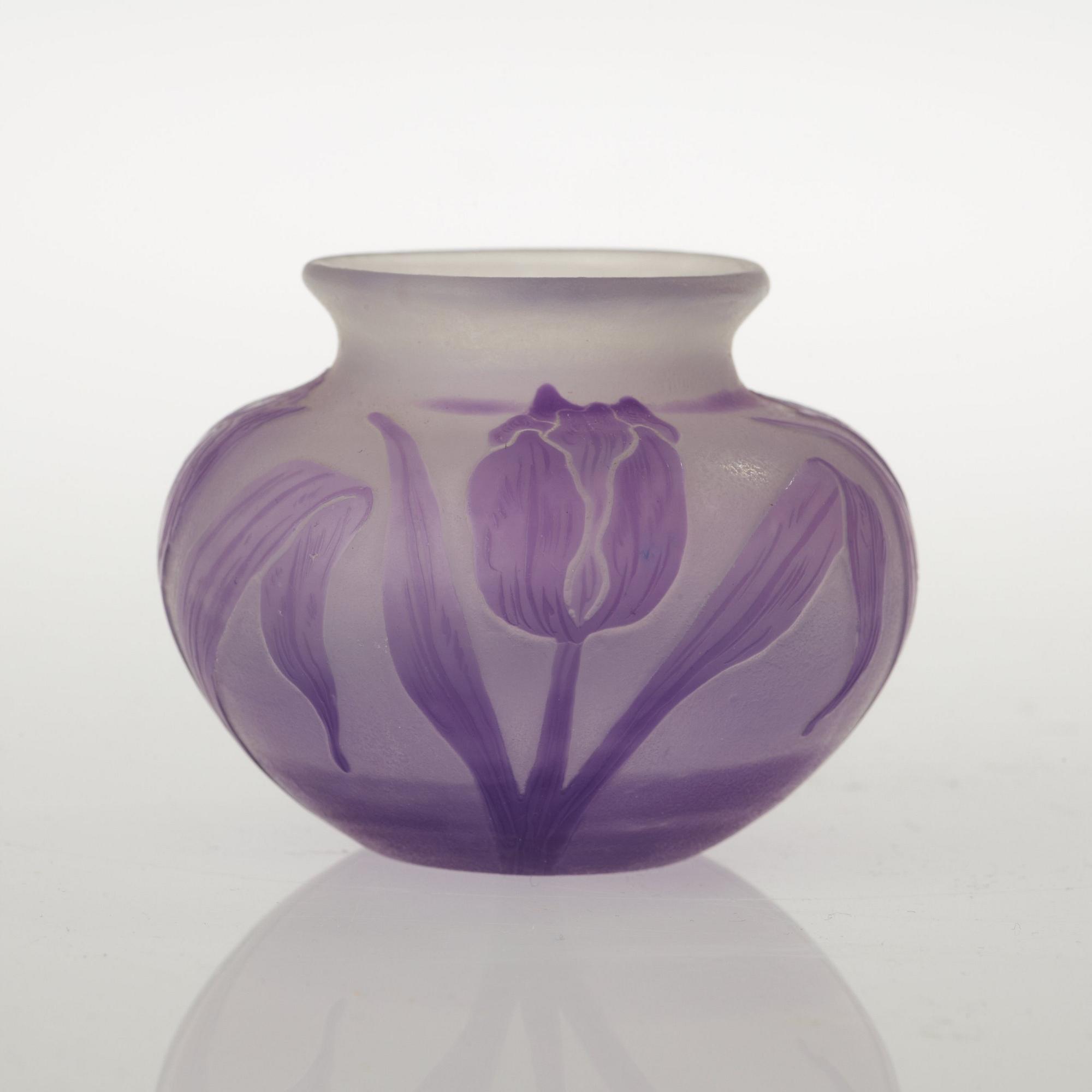 A Karl Lindeberg Art Nouveau cameo glass vase, Kosta, Sweden.