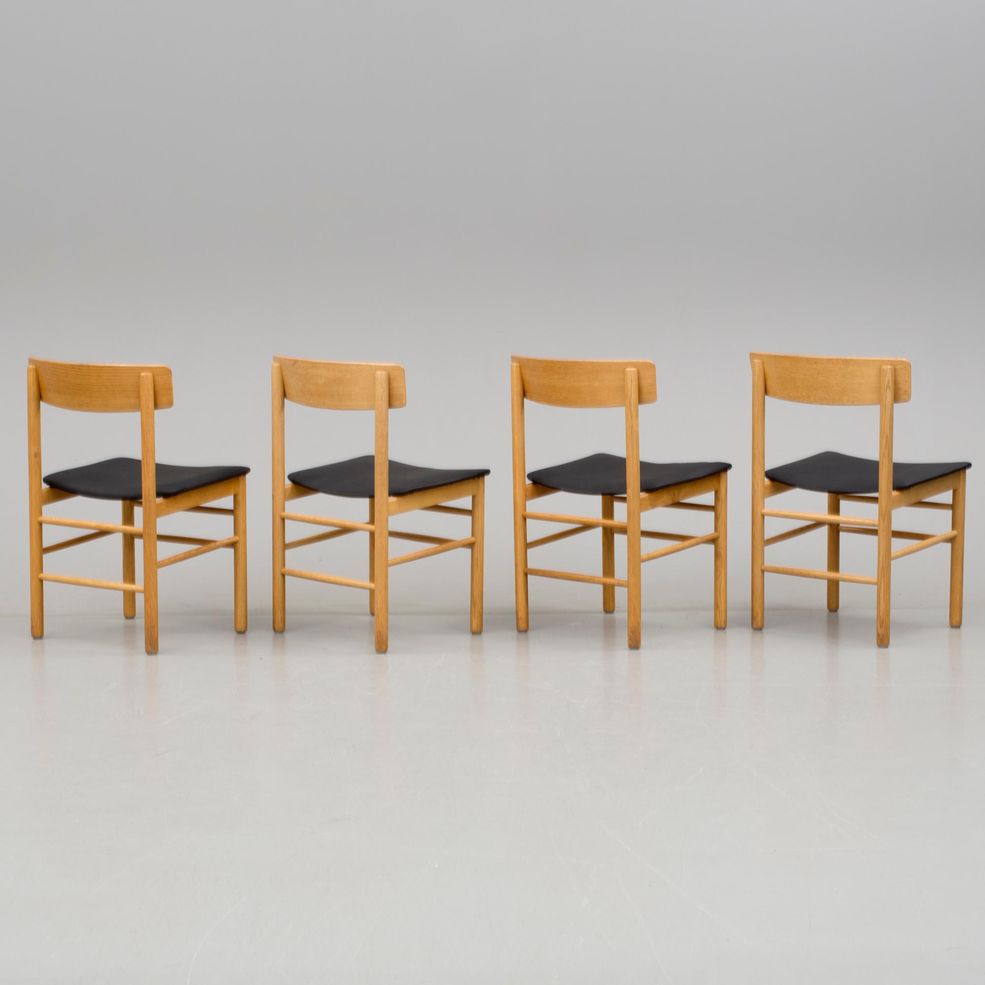 STOLAR, 4 st, Farstrup Stolefabrik, Danmark, 50/60-tal, varav två brännmärkta undertill.