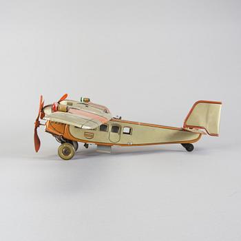 A Tipp & Co tinplate airplane, Germany, 1930s.