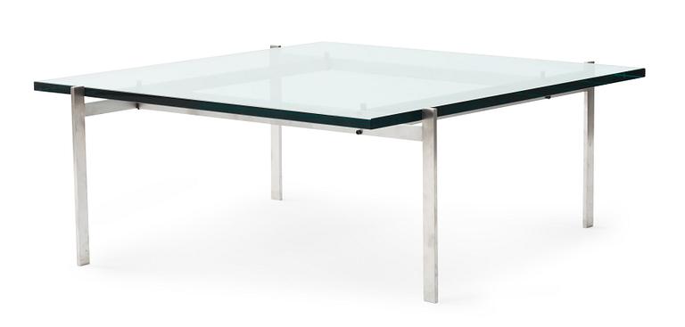 A Poul Kjaerholm 'PK-61' steel and glass sofa table, Fritz Hansen, Denmark.