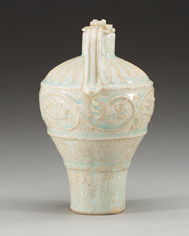 A pale green glazed ewer with cover, Song dynasty (960-1279).