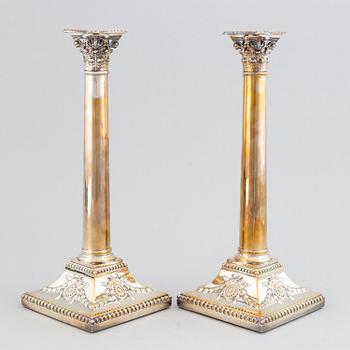 A pair of George III candlesticks, by John Parsons and Co., Sheffield 1788.