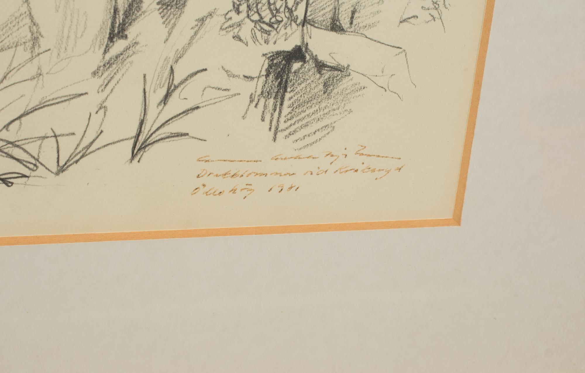 GUNNAR BRUSEWITZ, blyertsteckning. Signerad.