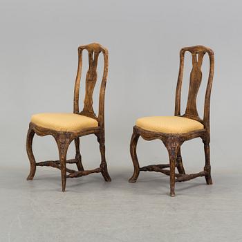 2 matched Swedish Rococo 18th century chairs.