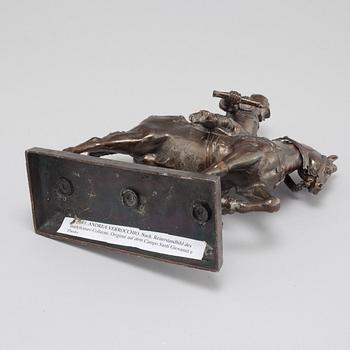 ANDREA DEL VERROCCHIO, kopia efter, skulptur, mörkpatinerad metall, 1900-tal.