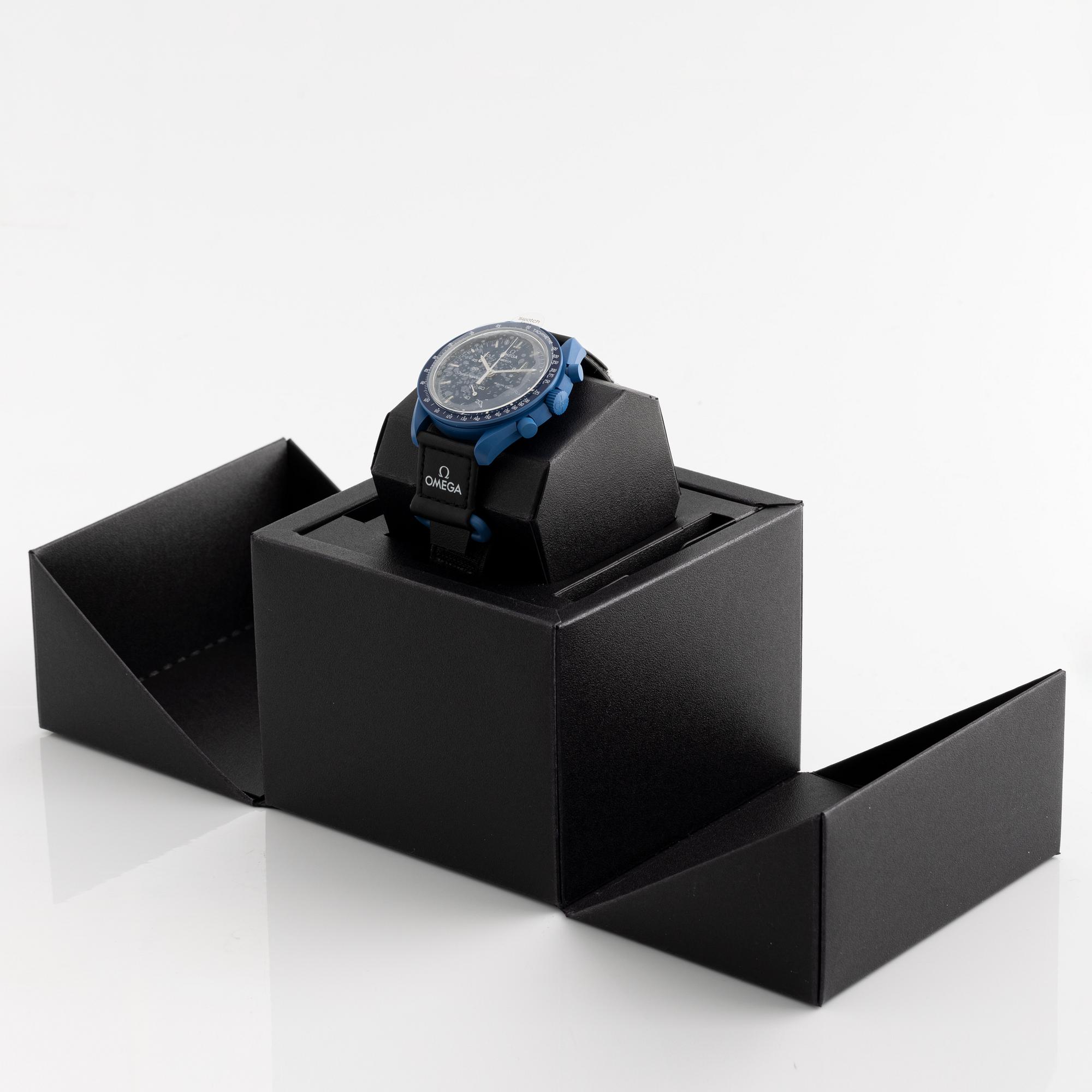 Swatch/Omega, MoonSwatch, Mission to Neptune, kronograf, armbandsur, 42 mm.