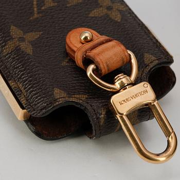 LOUIS VUITTON, a monogram canvas belt and cellphone case.