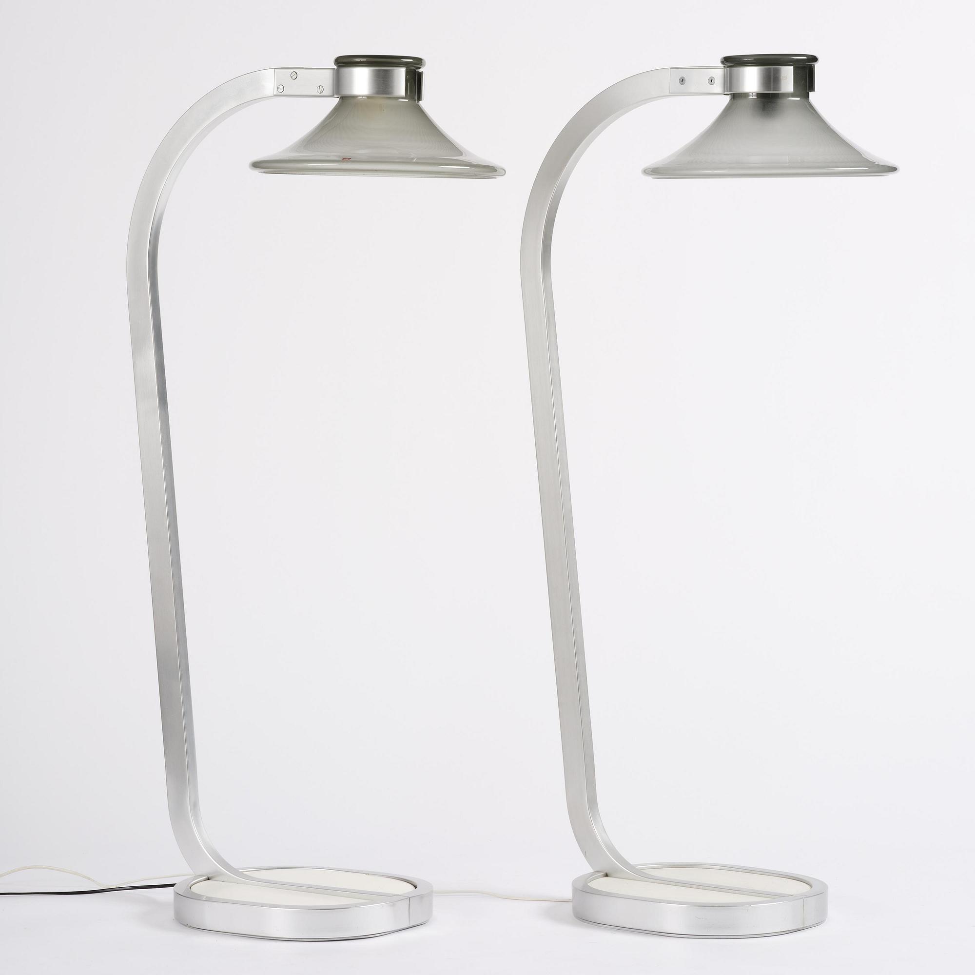 Jan Ekselius, a pair of "Accent" floor lamps, Orrefors, 1970s.