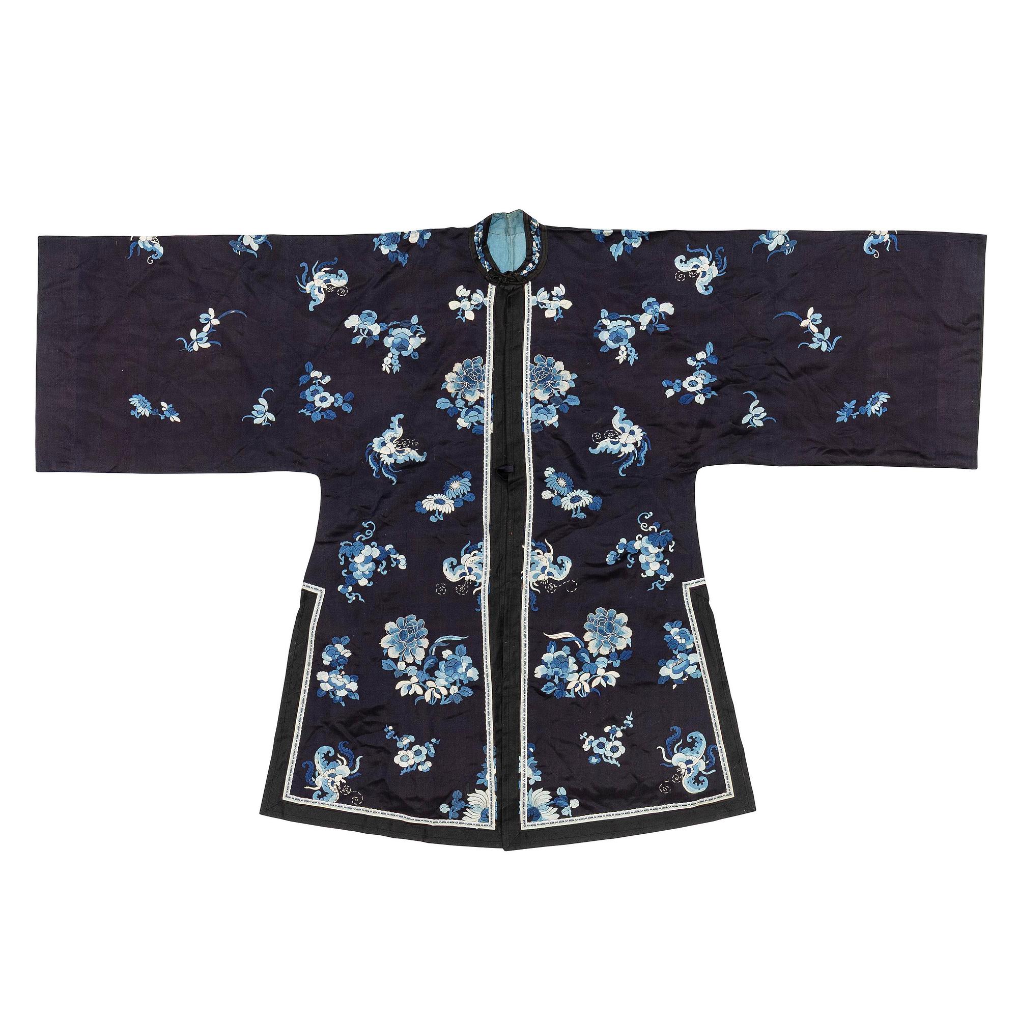 A Chinese embroidered silk robe, 1920's.