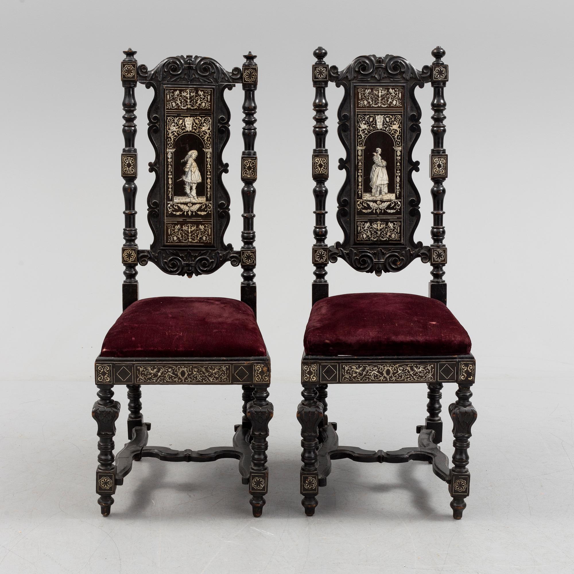 OSCAR II:S STOLAR, ett par, renässansstil, 1800-talets andra hälft.
