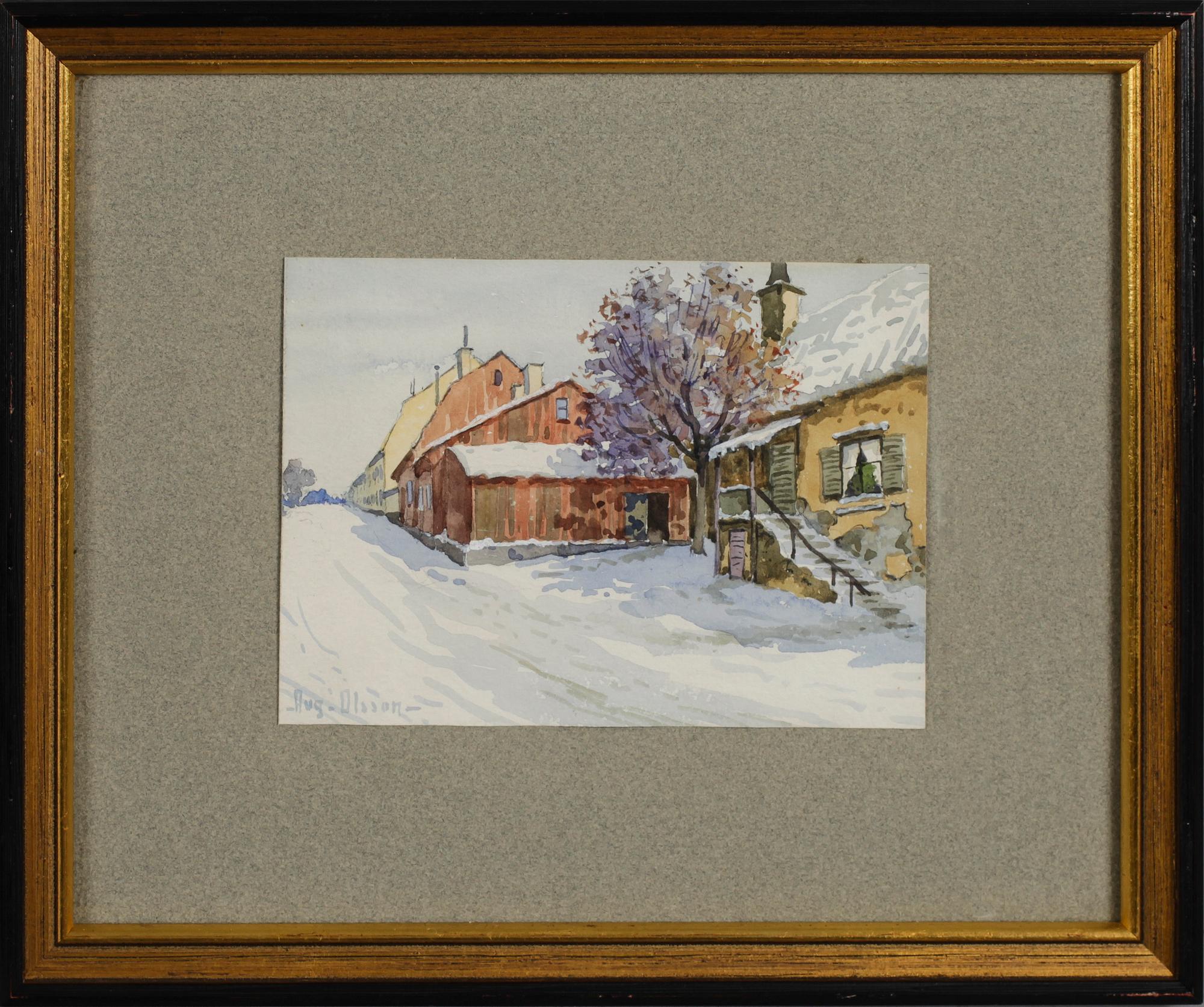 AKVARELLER, 6 st, bl a August Olsson, 1900-talets första hälft.