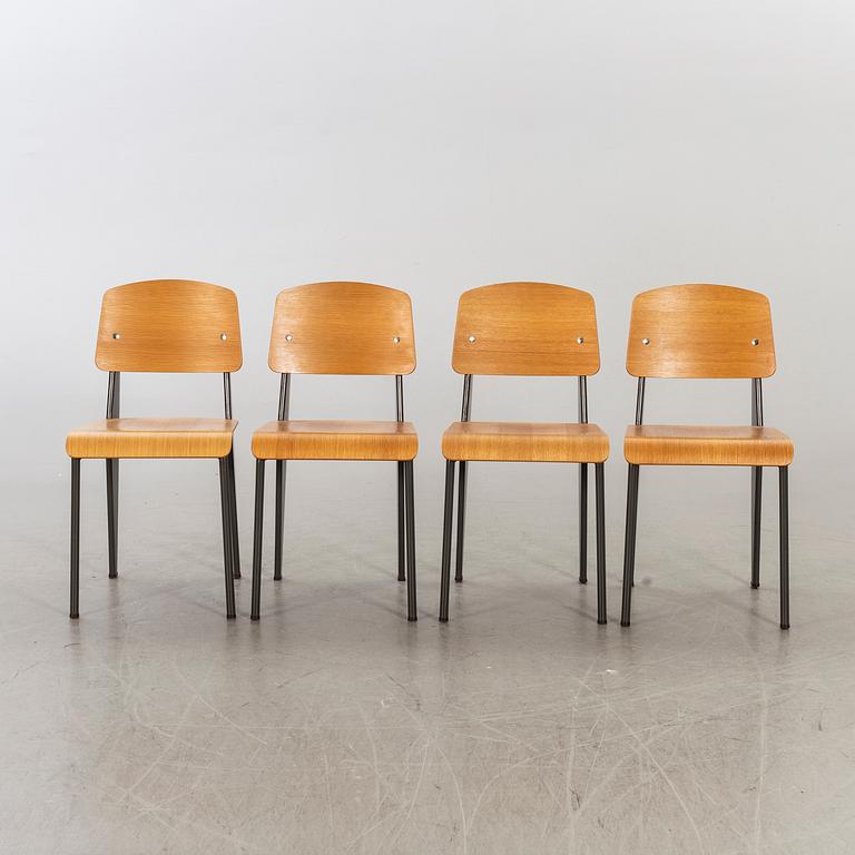 JEAN PROUVÉ, four chairs Prouvé Raw Standard, numbered and limited edition, G-Star Raw, for Vitra 2011.