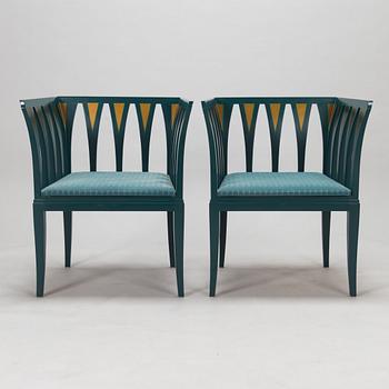 Eliel Saarinen, A pair of "The Blue Chair" armchairs Adelta, Finland 1983.