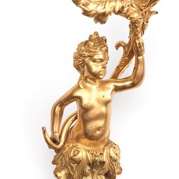 APPLIQUER, för två ljus, ett par, Frankrike, 1700-talets början, Régence.