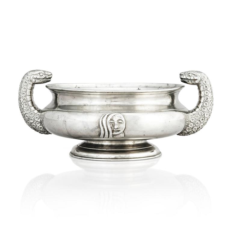 Anna Petrus, & Estrid Ericson, a pewter bowl with handles, Svenskt Tenn, Stockholm 1927.