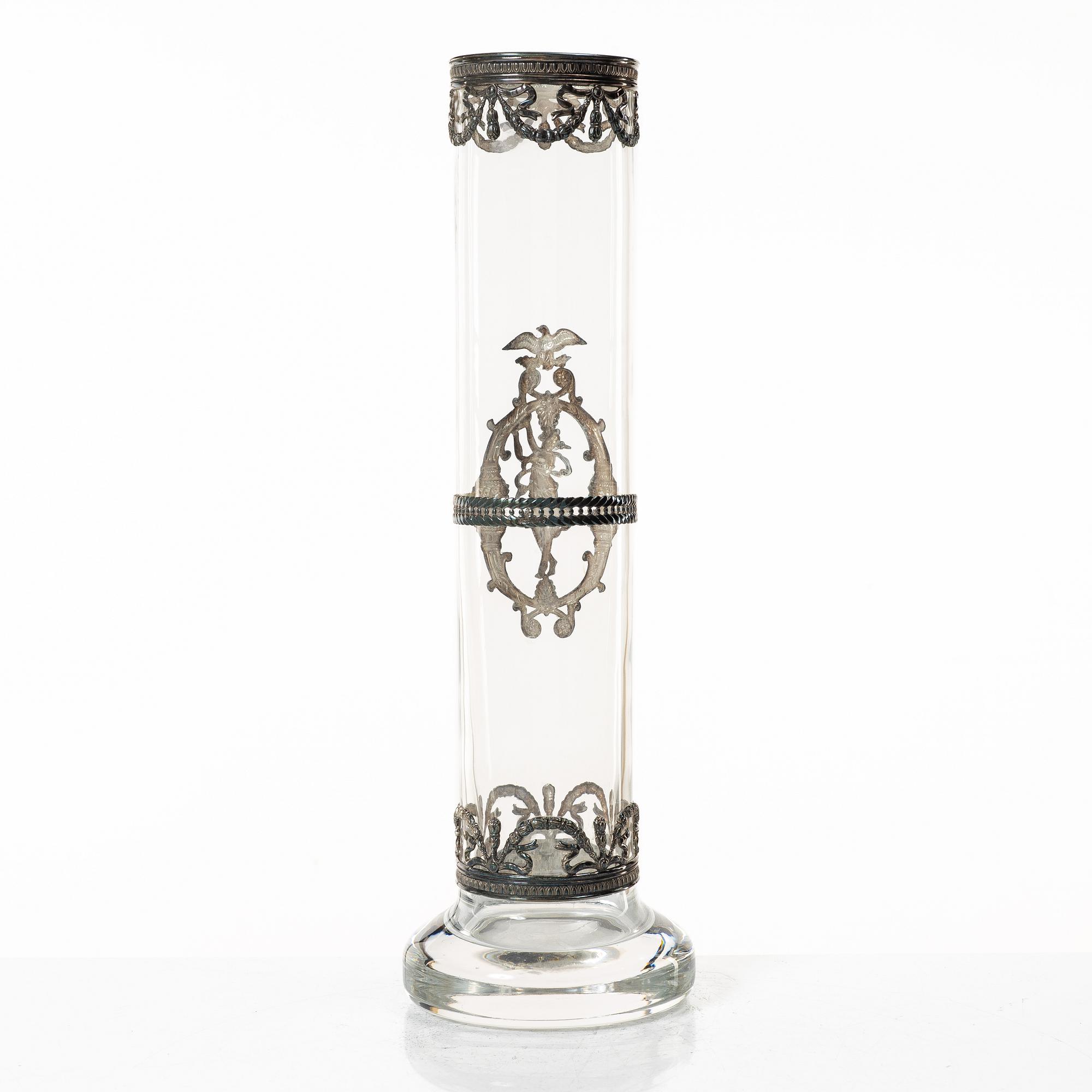 Vase, glass and silver plate, Topazio Casquinha, Portugal.