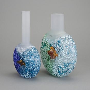 VASER, 2 st, glas, Kjell Engman, Kosta Boda.