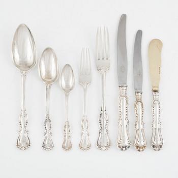 A Swedish Silver Cutlery, 'Prins Albert', marks including  CG Hallberg 1895, Möllenborg, Stockholm 1858 (122 pieces).