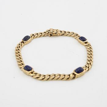 Armband pansarlänk 14K guld med Lapis Lazuli.