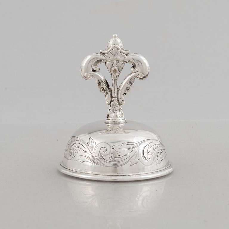 A Swedish silver table bell, mark of Christopher Creutz, Stockholm 1857.